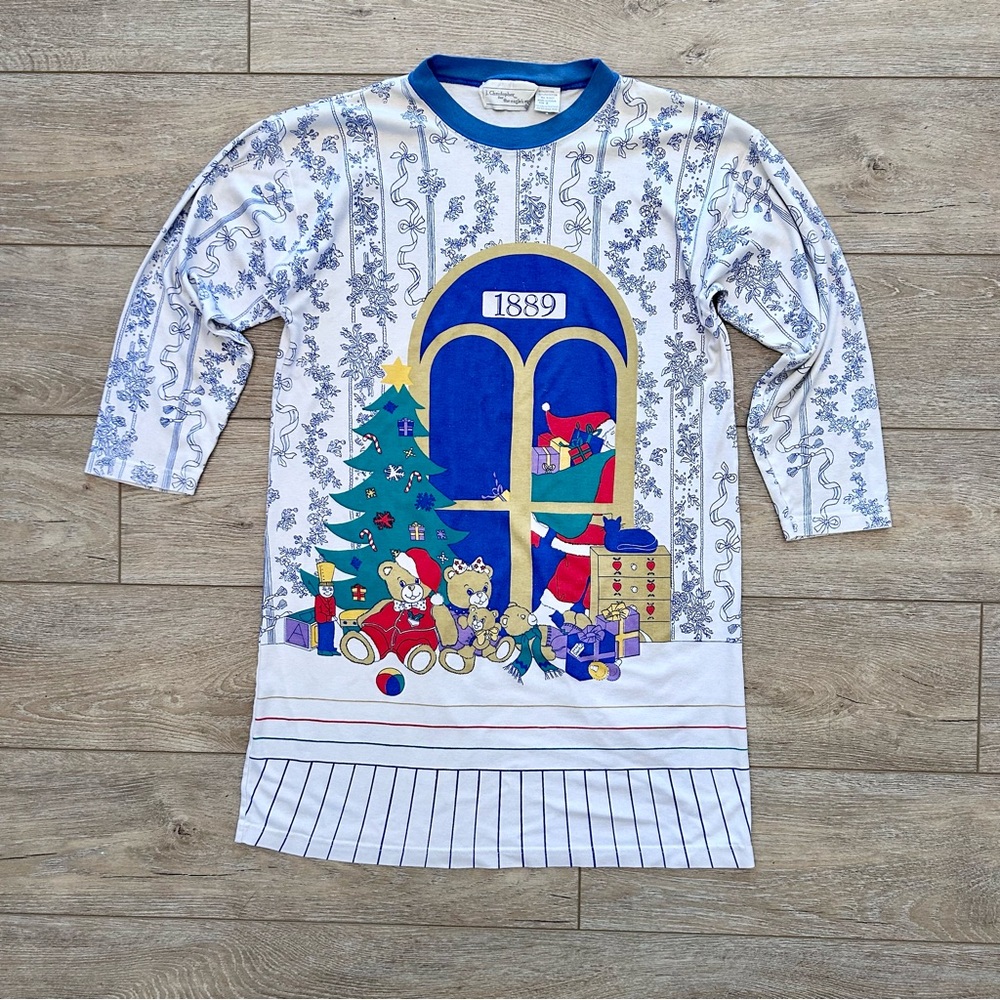 Vintage J. Christopher for the eagle’s Eye Christmas Nightshirt Santa Bears Toys